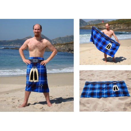 Écossais Kilt Serviette de plage Instakilt 4 tartans avec SPORAN Écosse enfants adultes