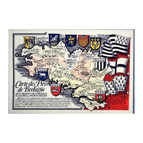 Poster tissu Carte de la Bretagne historique